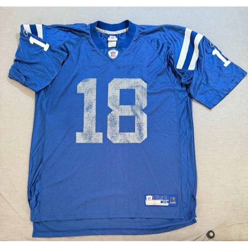 Indianapolis Colts Eli Manning #18‎ Reebok NFL Jersey Mens XL BLue Short Sleeve.